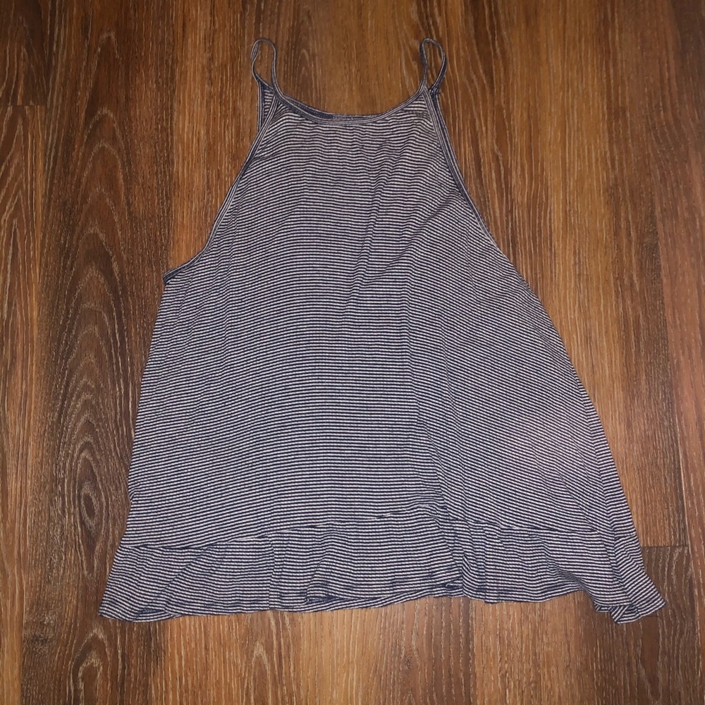 💛 stripped tank top with ruffle detailing